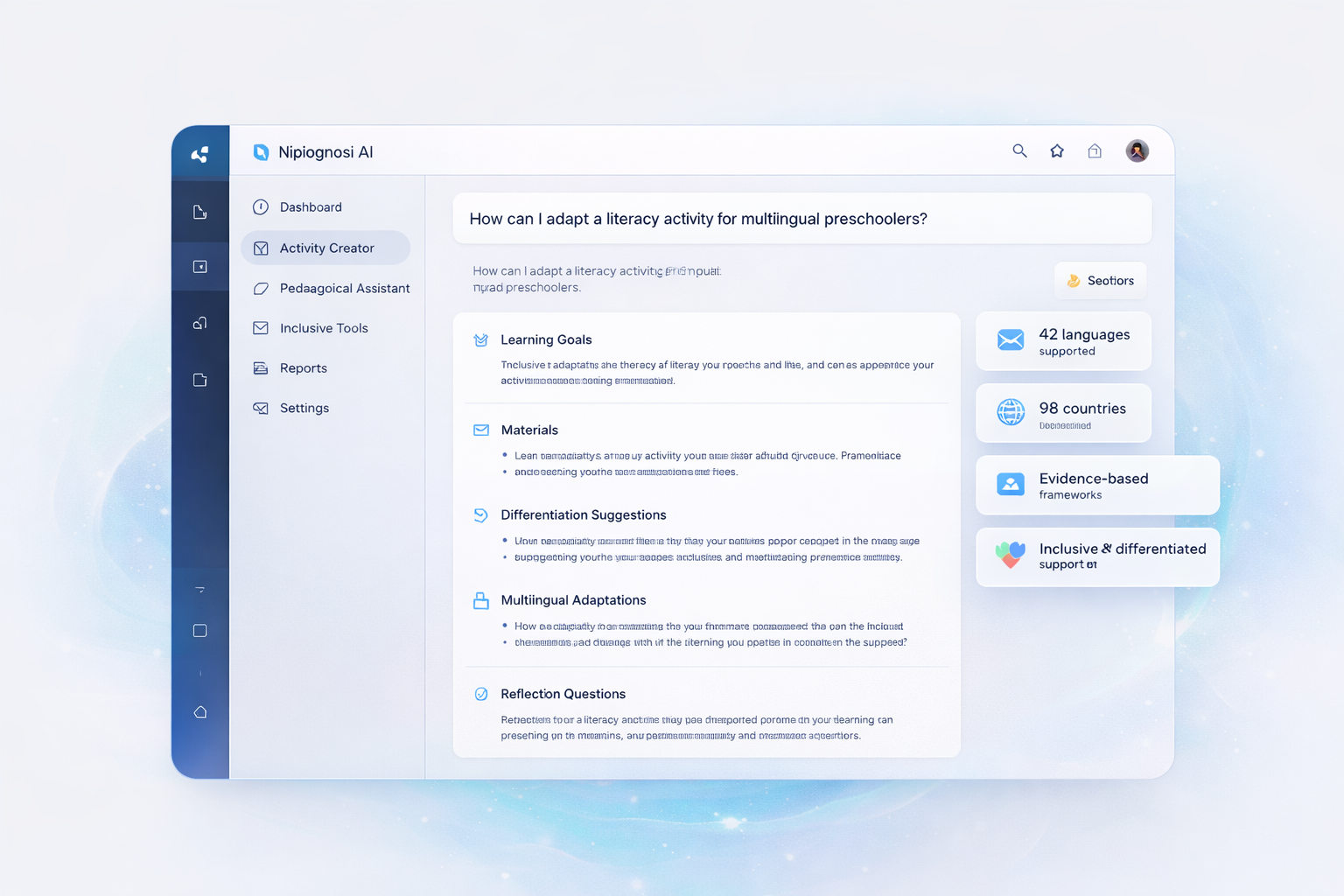 Nipiognosi AI dashboard interface preview